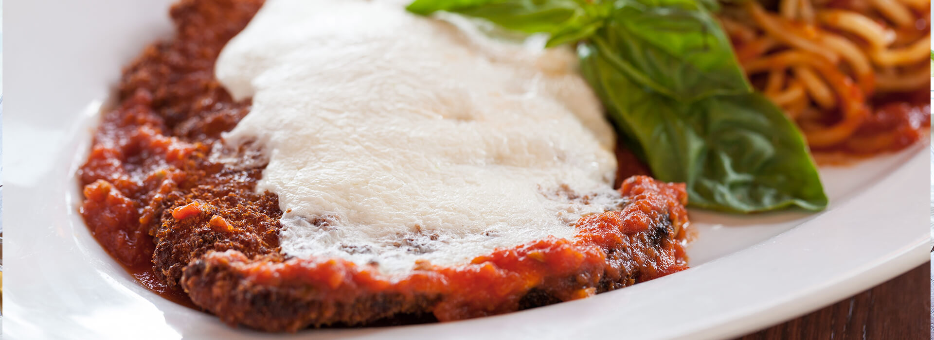 Chicken parmigianna with spaghetti