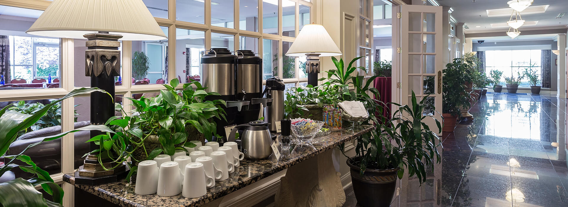 Lobby table with coffee