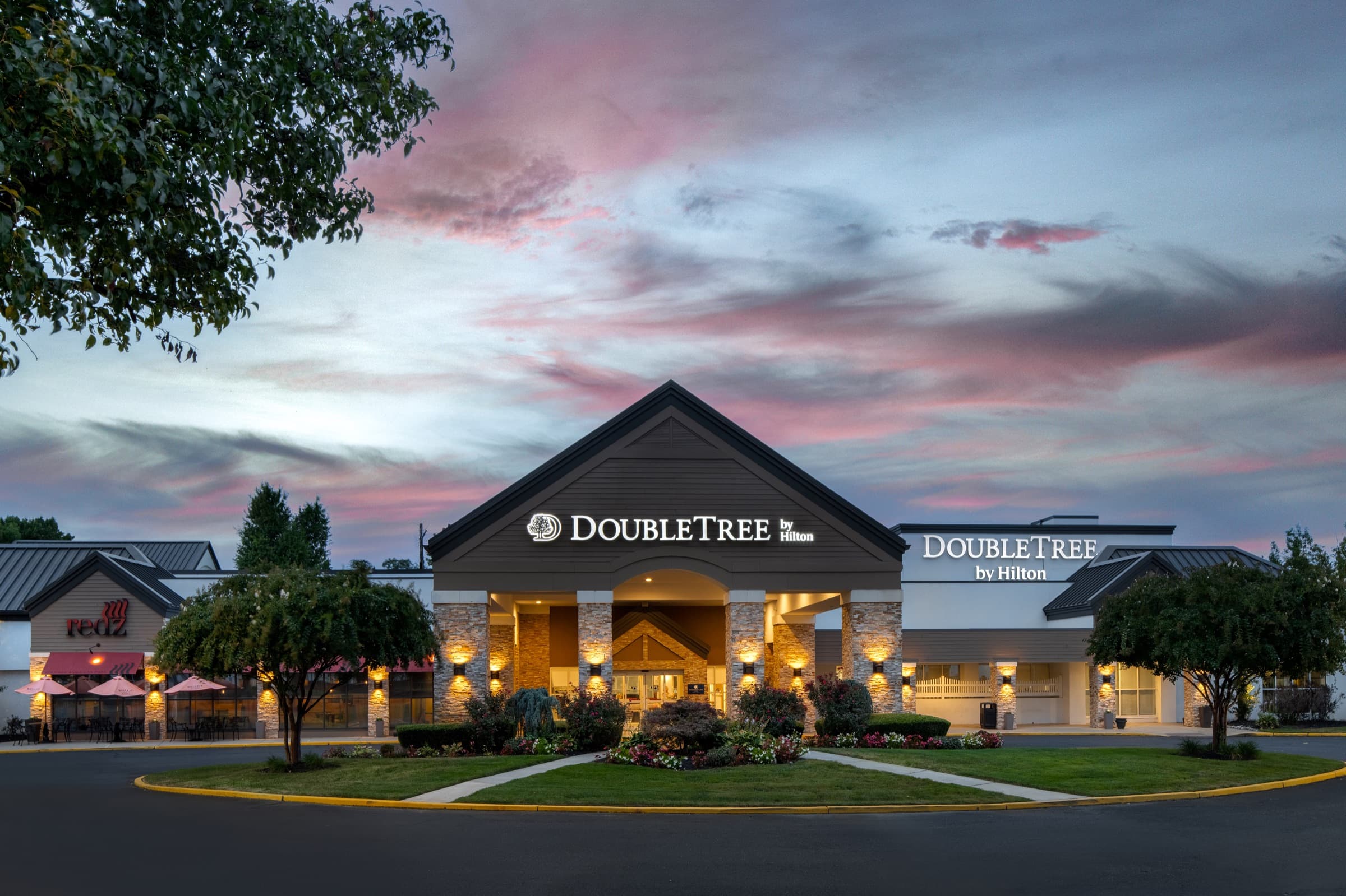 DoubleTree Suites at the Falls exterior at dusk